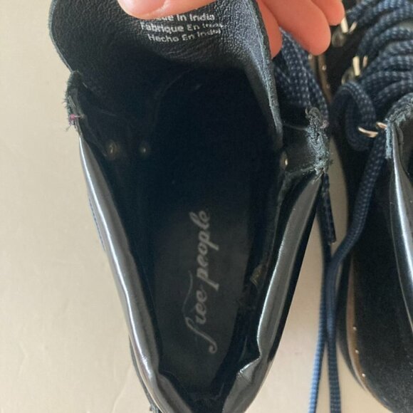 Free People Durango Hiker Lace Up Ankle Boots Black Suede Sz  Free People Durango Black Suede Hiker Lace Up Boots Sz 38